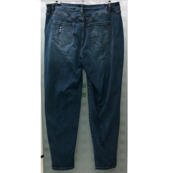 🎉3HP🎉 LANE BRYANT Low Rise Boyfriend Jeans Distressed Deconstructed Stretch 16 - Picture 8 of 16